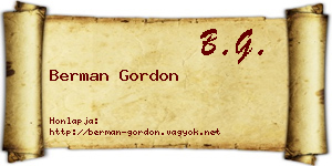 Berman Gordon névjegykártya